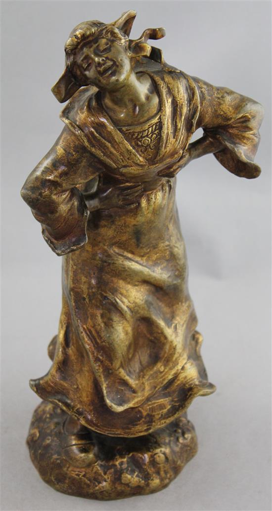 Susanne Bizard (1873-1963). A gilt bronze figure of a laughing Dutch girl, 12in.